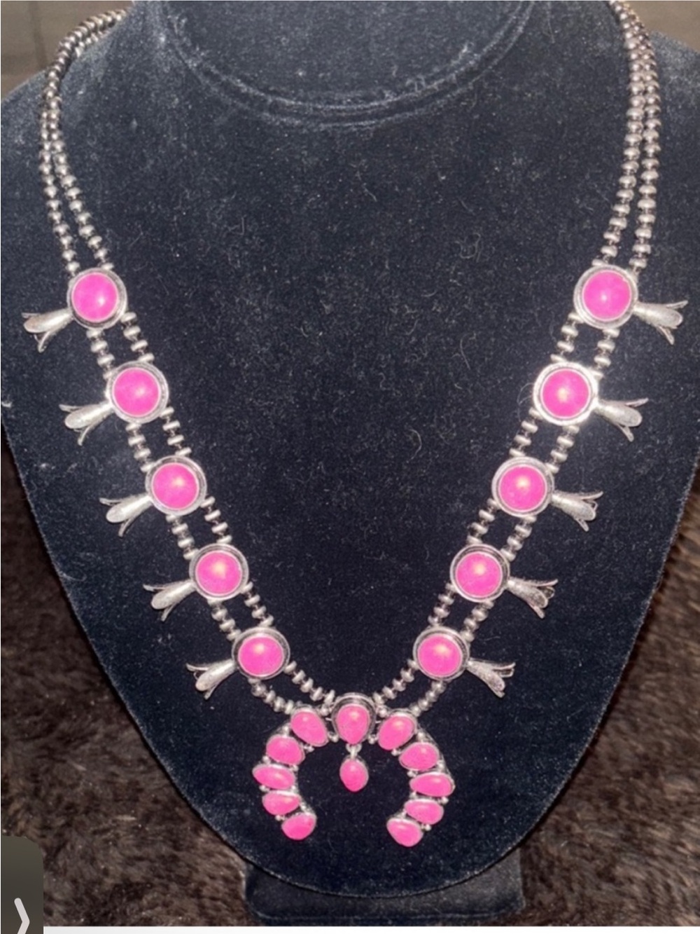 Faux Navajo pearl squash blossom necklace